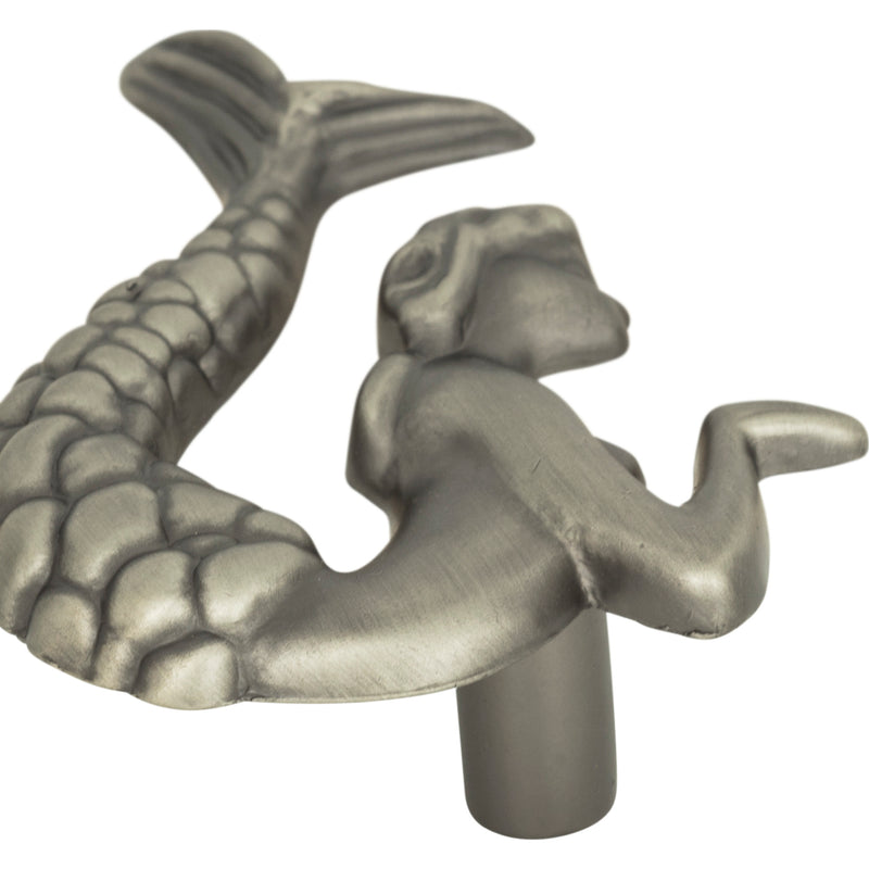 Mermaid Knob Left 2 1/2 Inch Pewter