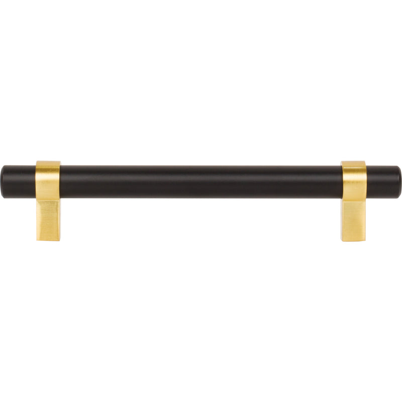 128 mm Center-to-Center Matte Black with Brushed Gold Key Grande Cabinet Bar Pull