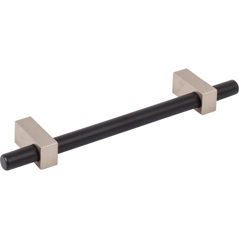 128 mm Center-to-Center Matte Black with Satin Nickel Larkin Cabinet Bar Pull