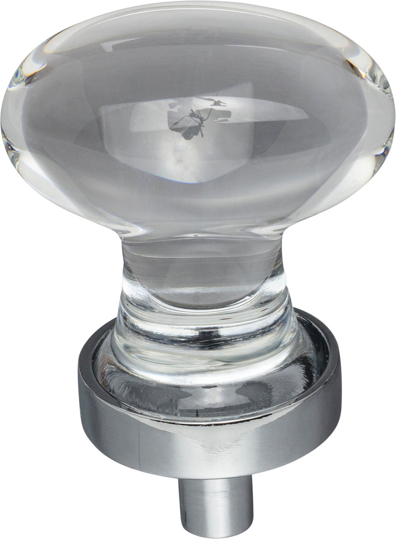 1-1/4" Overall Length Polished Chrome Football Glass Harlow Cabinet Knob