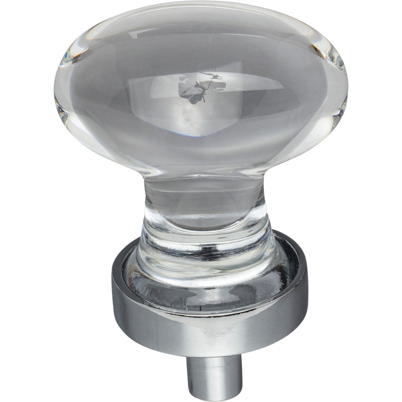 1-1/4" Overall Length Polished Chrome Football Glass Harlow Cabinet Knob