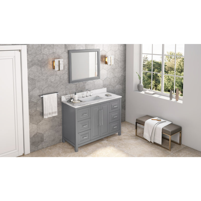 48" Grey Cade Vanity, Calacatta Vienna Quartz Vanity Top, undermount rectangle bowl