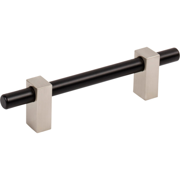 96 mm Center-to-Center Matte Black with Satin Nickel Larkin Cabinet Bar Pull