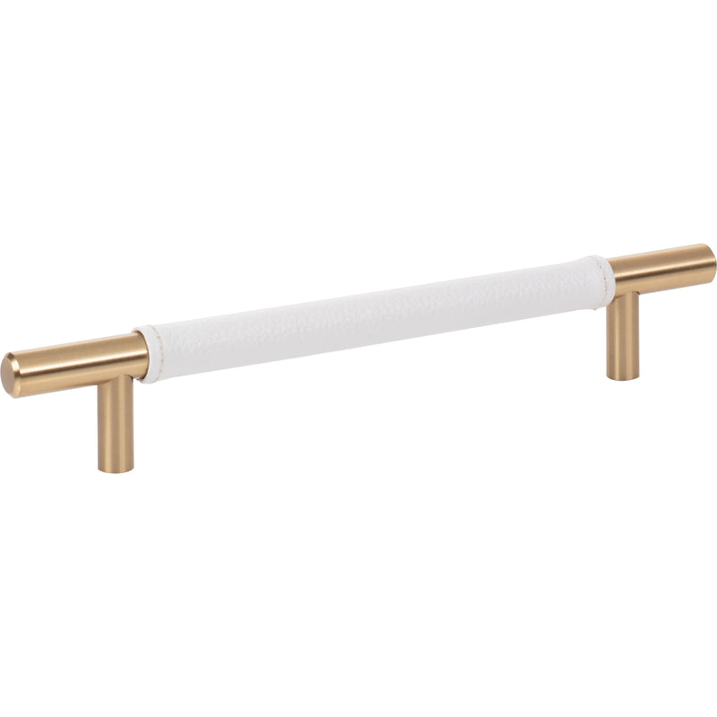 Zanzibar White Leather Pull 6 5/16 Inch (c-c) Warm Brass