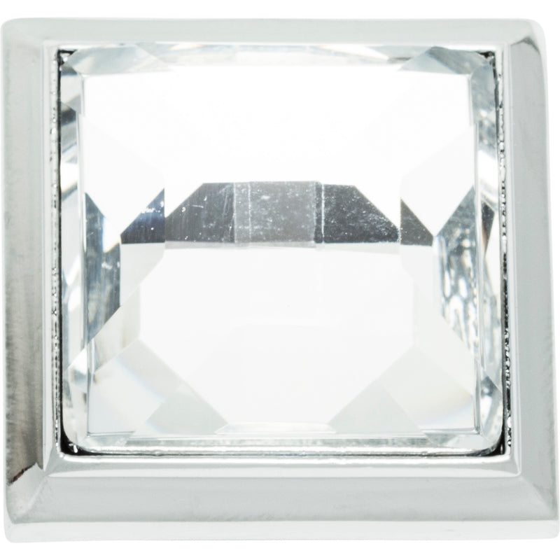 Legacy Crystal Square Knob 1 5/16 Inch Polished Chrome