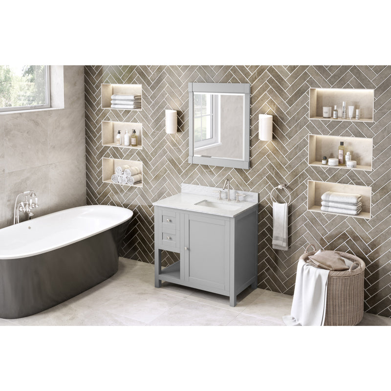 36" Grey Astoria Vanity, right offset