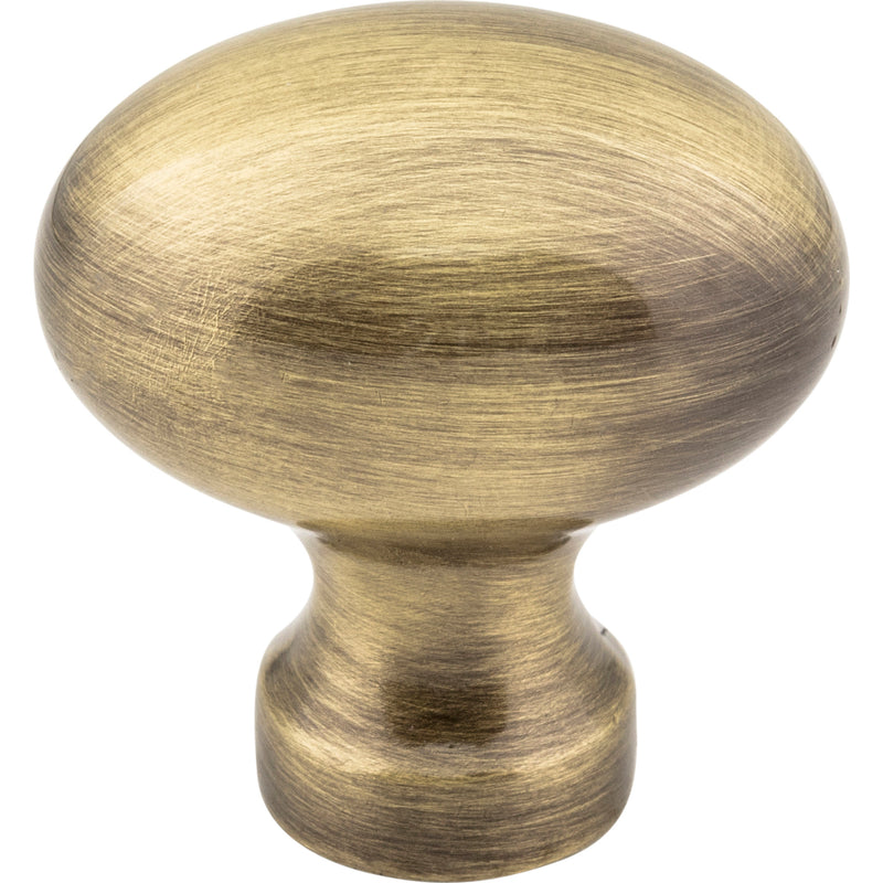 1-3/16" Overall Length Brushed Antique Brass Football Bordeaux Cabinet Knob