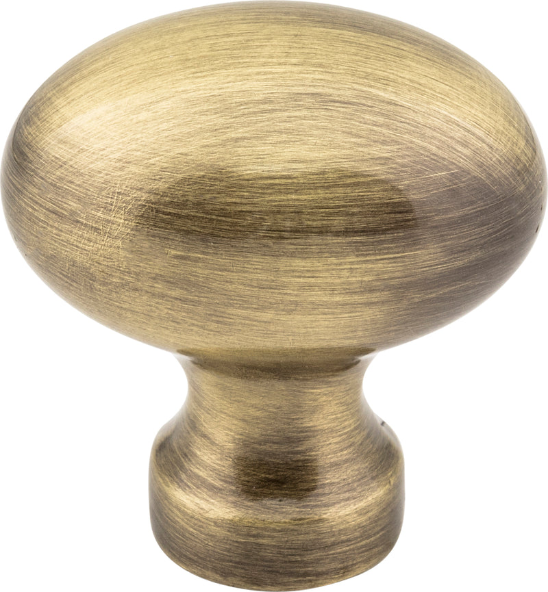 1-3/16" Overall Length Brushed Antique Brass Football Bordeaux Cabinet Knob