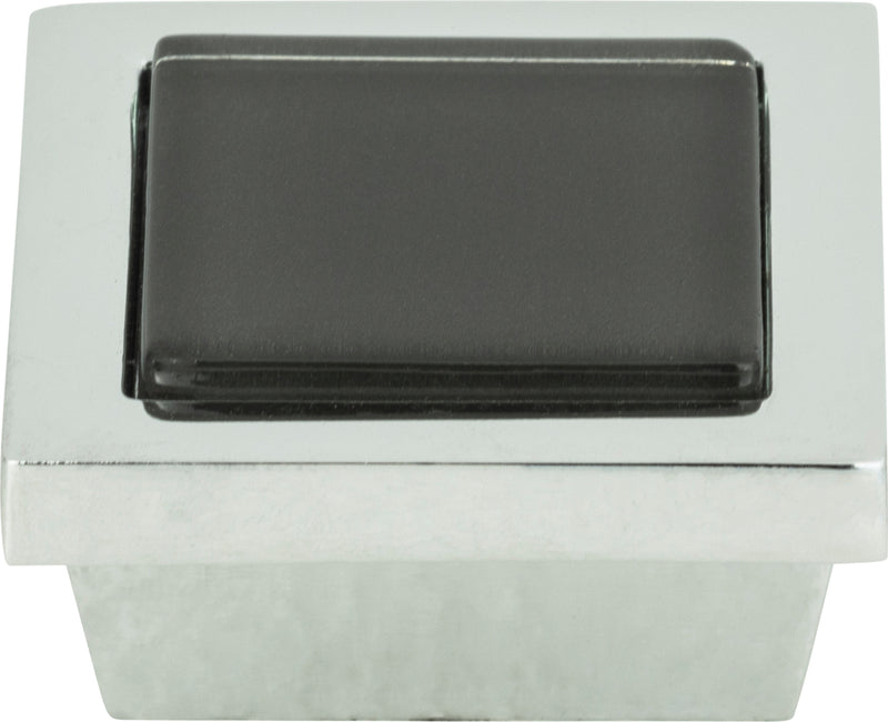 Spa Black Square Knob 1 3/8 Inch Polished Chrome