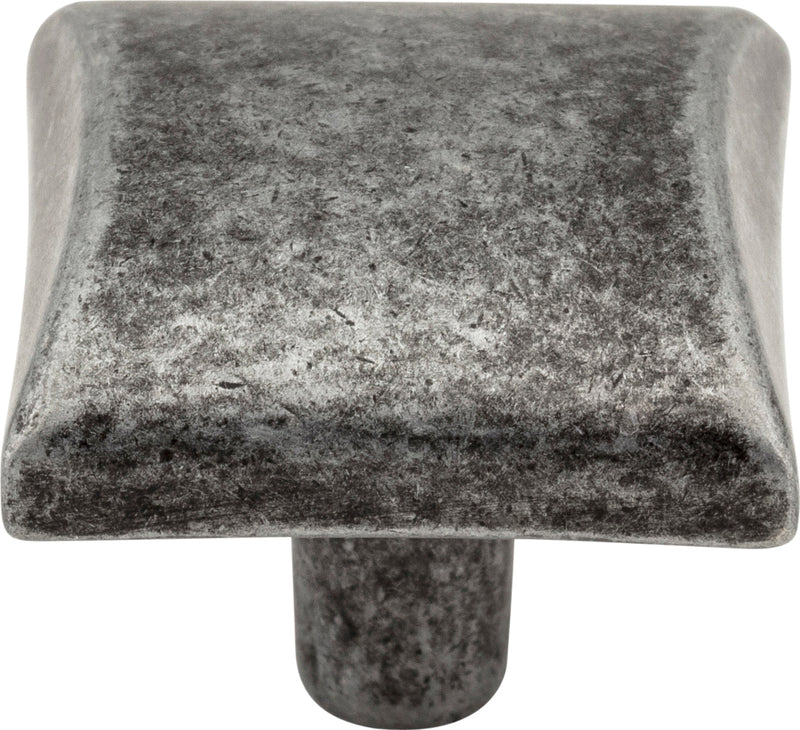 1-1/8" Overall Length Distressed Antique Silver Square Glendale Cabinet Knob