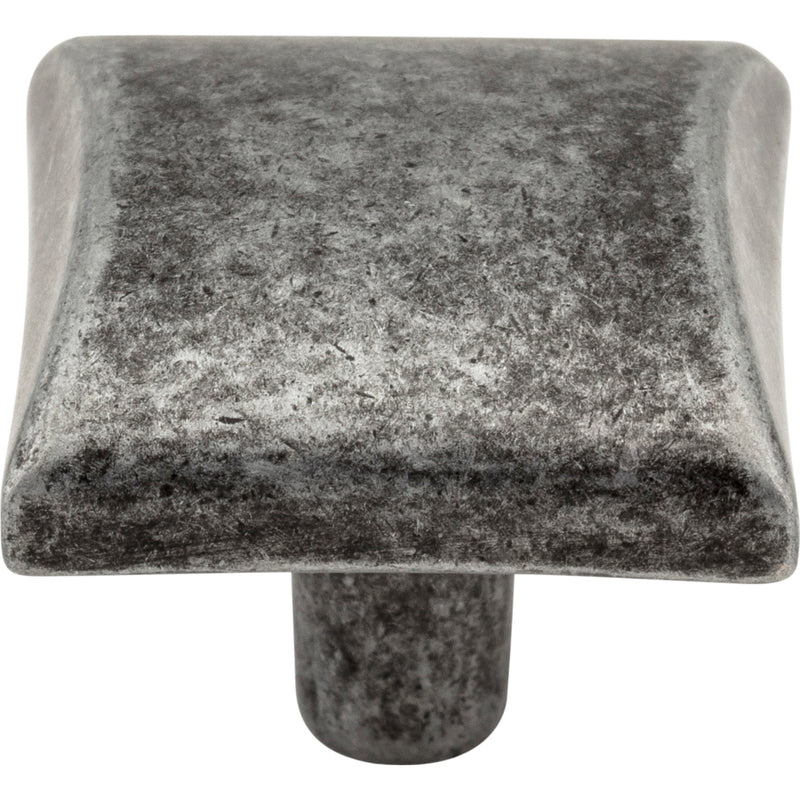 1-1/8" Overall Length Distressed Antique Silver Square Glendale Cabinet Knob