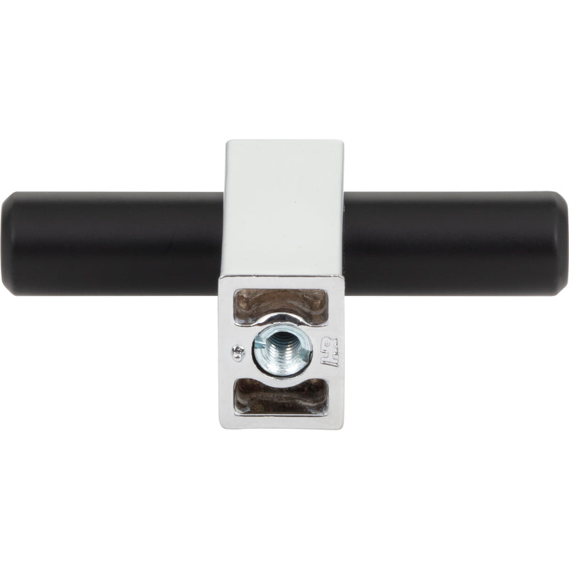 2-3/8" Overall Length Matte Black with Polished Chrome Larkin "T" Knob