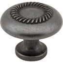 1-1/4" Diameter Gun Metal Rope Detailed Cypress Cabinet Mushroom Knob