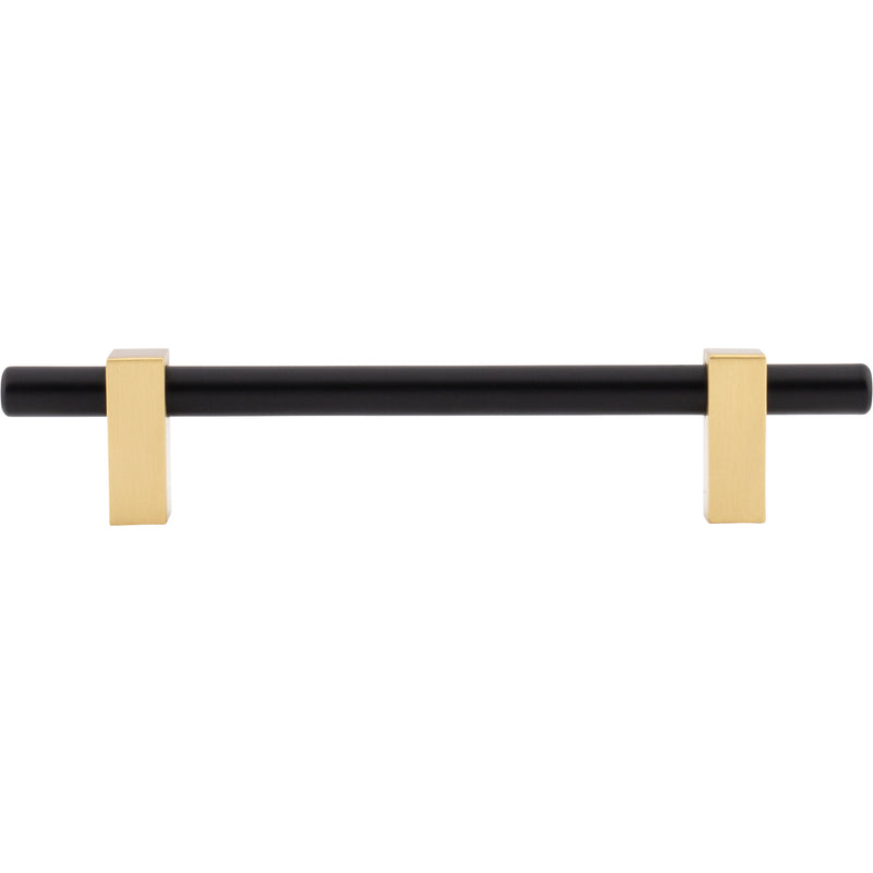 128 mm Center-to-Center Matte Black with Brushed Gold Larkin Cabinet Bar Pull