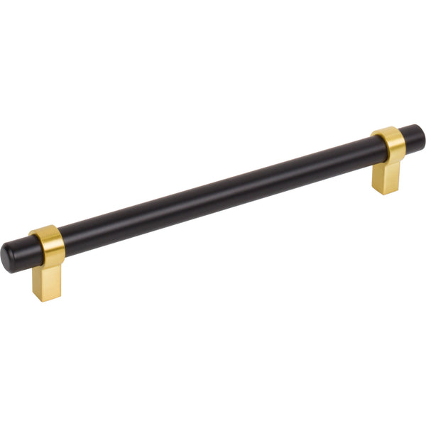 192 mm Center-to-Center Matte Black with Brushed Gold Key Grande Cabinet Bar Pull