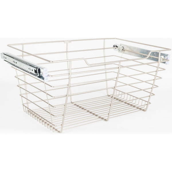 Satin Nickel Closet Pullout Basket with Slides 14"D x 29"W x 11"H