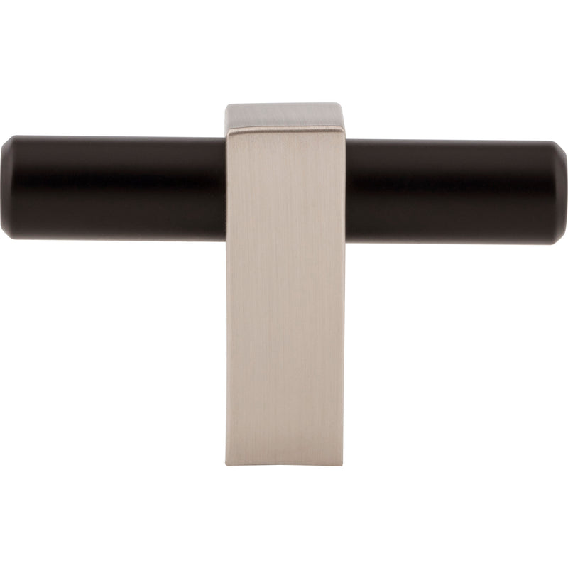 2-3/8" Overall Length Matte Black with Satin Nickel Larkin "T" Knob