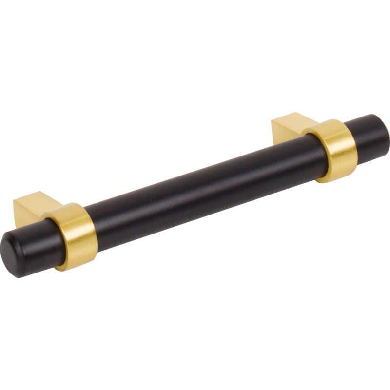 96 mm Center-to-Center Matte Black with Brushed Gold Key Grande Cabinet Bar Pull