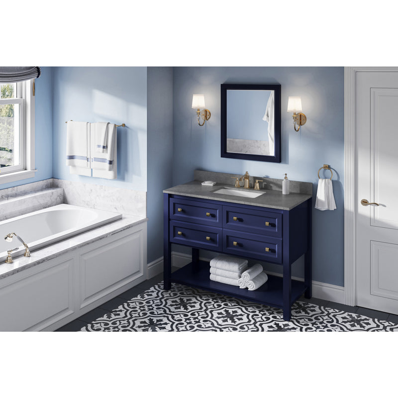 48" Hale Blue Adler Vanity, Steel Grey Cultured Marble Vanity Top, undermount rectangle bowl