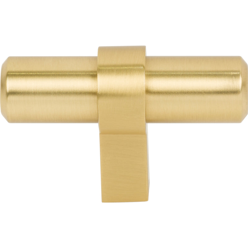 2" Overall Length Brushed Gold Key Grande Cabinet "T" Knob