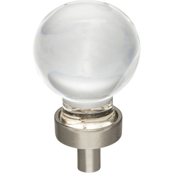 1-1/16" Diameter Satin Nickel Sphere Glass Harlow Cabinet Knob