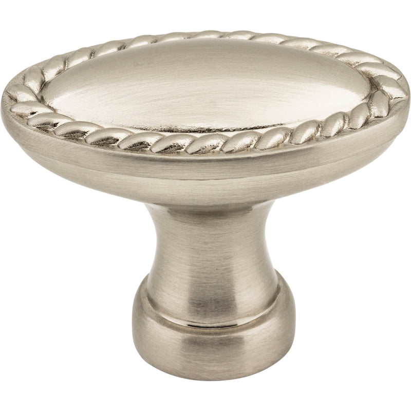 1-3/8" Overall Length Satin Nickel Oval Rope Detailed Lindos Cabinet Knob