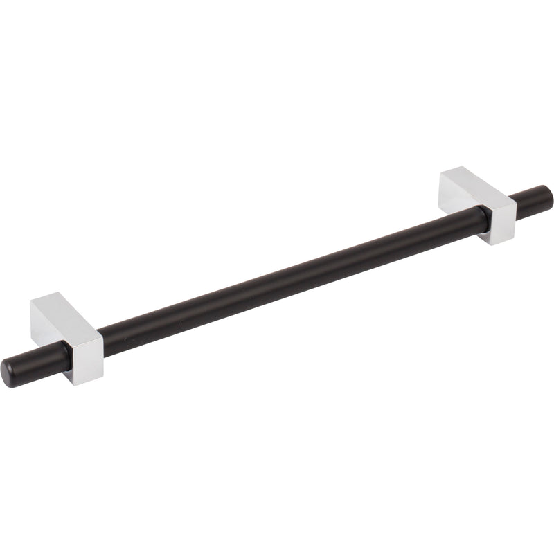 192 mm Center-to-Center Matte Black with Polished Chrome Larkin Cabinet Bar Pull