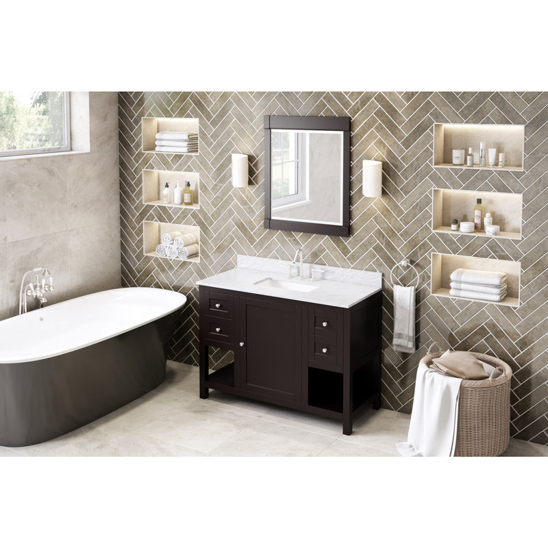 48" Espresso Astoria Vanity, White Carrara Marble Vanity Top, undermount rectangle bowl