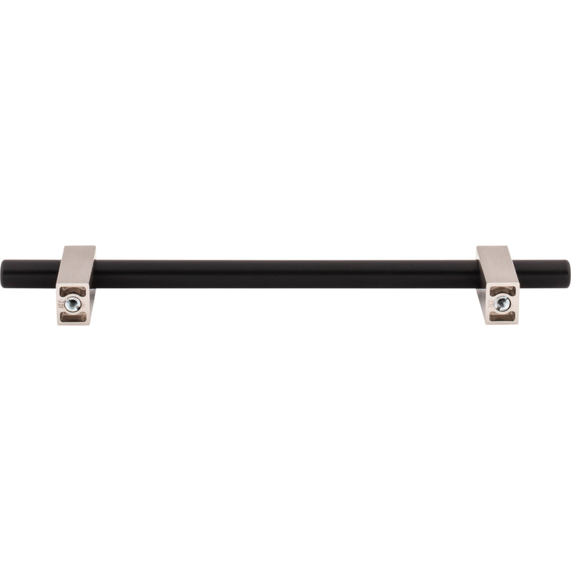 160 mm Center-to-Center Matte Black with Satin Nickel Larkin Cabinet Bar Pull