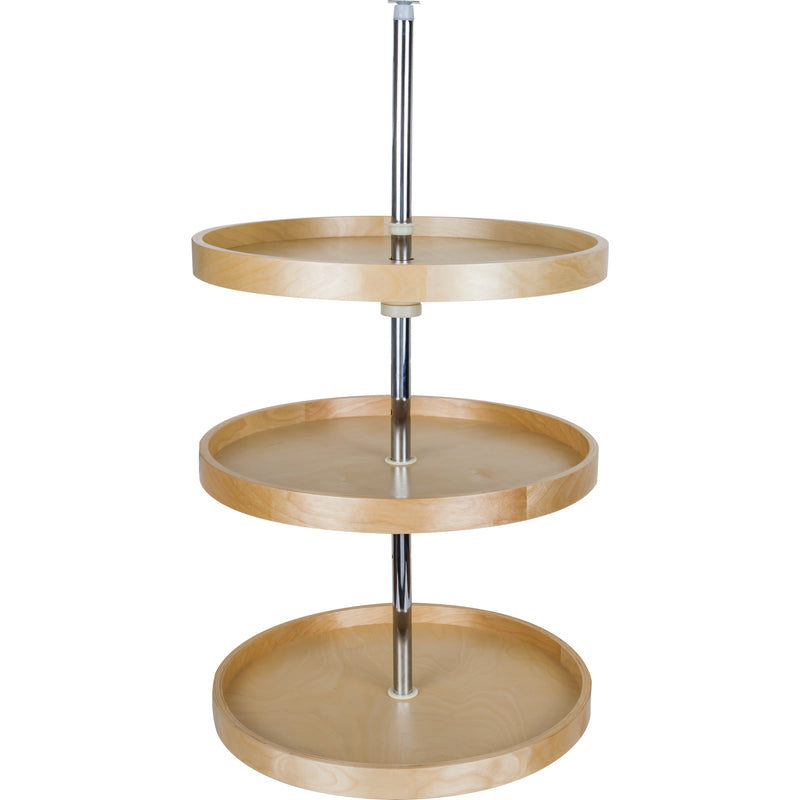 20" Round Three-Shelf Banded Wood Lazy Susan Set