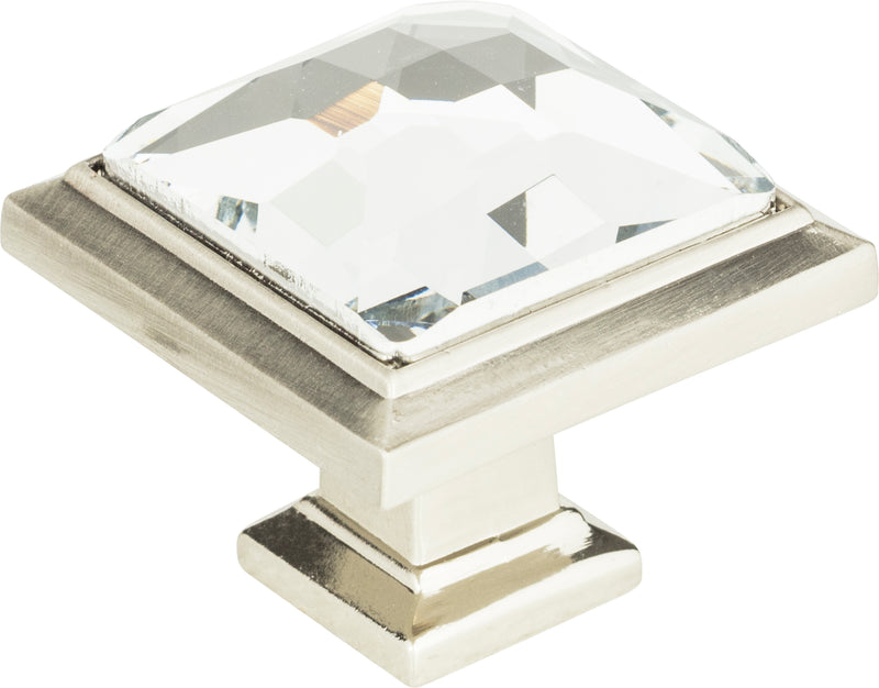 Legacy Crystal Square Knob 1 5/16 Inch Brushed Nickel