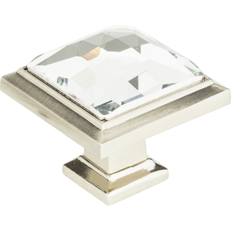 Legacy Crystal Square Knob 1 5/16 Inch Brushed Nickel