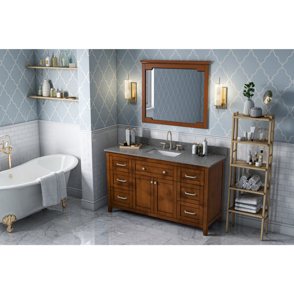 60" Chocolate Chatham Vanity, Boulder Cultured Marble Vanity Top, undermount rectangle bowl