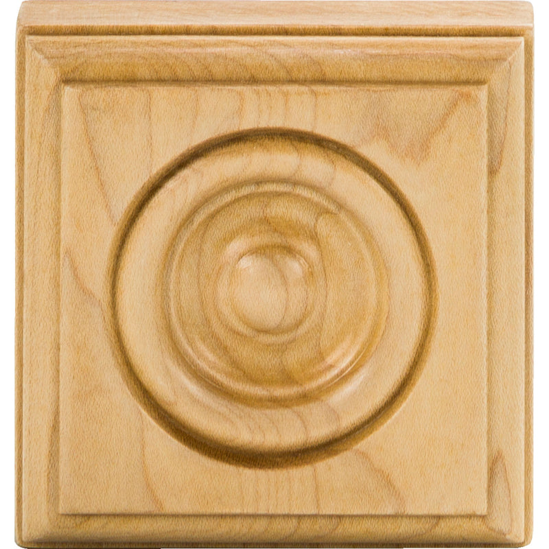 3" W x 7/8" D x 3" H Hard Maple Bead Edge Traditional Rosette