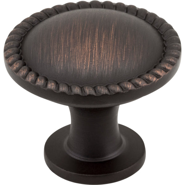 1-1/4" Diameter Brushed Oil Rubbed Bronze Round Rope Detailed Lindos Cabinet Knob
