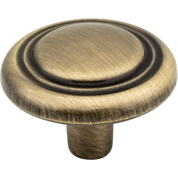 1-1/4" Diameter Brushed Antique Brass Kingsport Cabinet Mushroom Knob