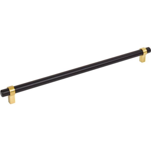 319 mm Center-to-Center Matte Black with Brushed Gold Key Grande Cabinet Bar Pull