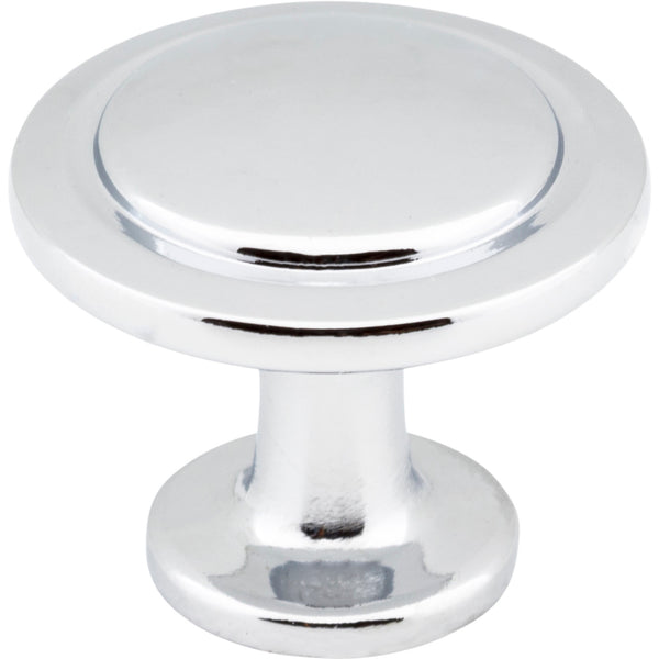 1-1/4" Diameter Polished Chrome Round Button Gatsby Cabinet Knob