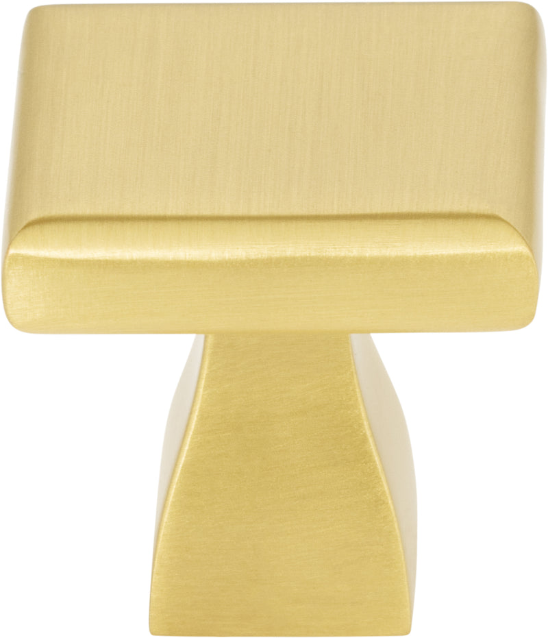 1" Overall Length Brushed Gold Square Hadly Cabinet Knob