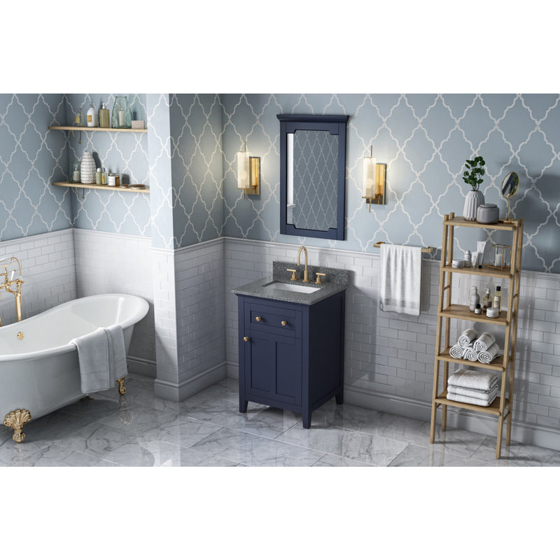 24" Hale Blue Chatham Vanity, Boulder Cultured Marble Vanity Top, undermount rectangle bowl