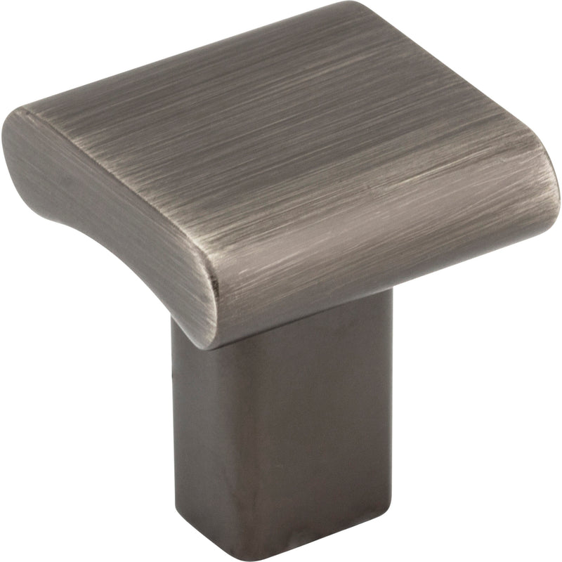 1" Overall Length Brushed Pewter Square Park Cabinet Knob