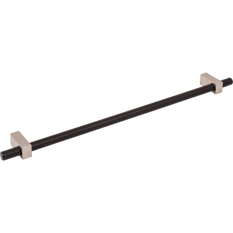 305 mm Center-to-Center Matte Black with Satin Nickel Larkin Cabinet Bar Pull