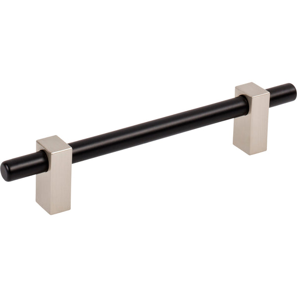 128 mm Center-to-Center Matte Black with Satin Nickel Larkin Cabinet Bar Pull