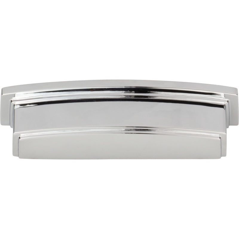 96 mm Center Polished Chrome Square-to-Center Square Renzo Cabinet Cup Pull