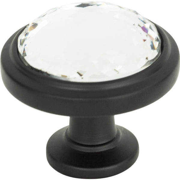 Legacy Crystal Round Knob 1 5/16 Inch Matte Black