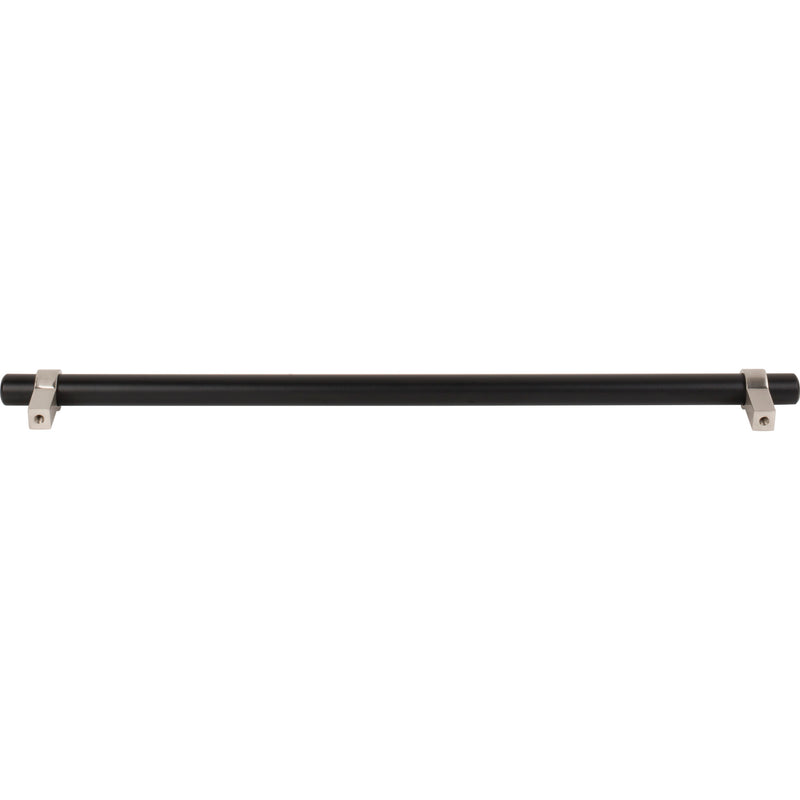 319 mm Center-to-Center Matte Black with Satin Nickel Key Grande Cabinet Bar Pull