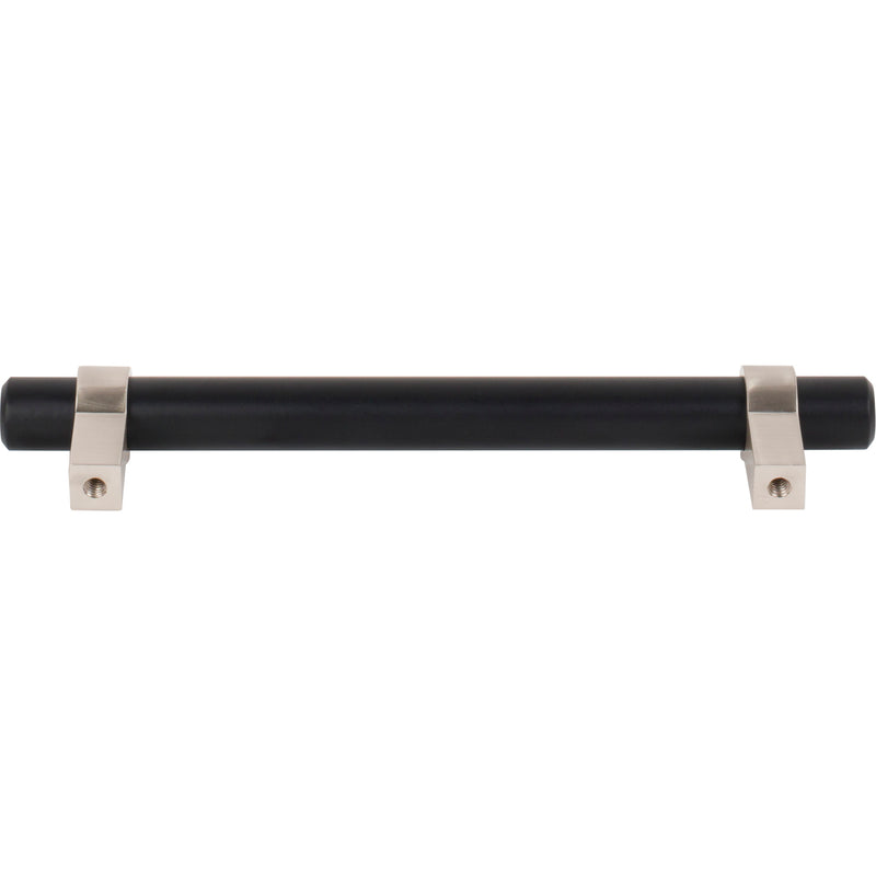 128 mm Center-to-Center Matte Black with Satin Nickel Key Grande Cabinet Bar Pull