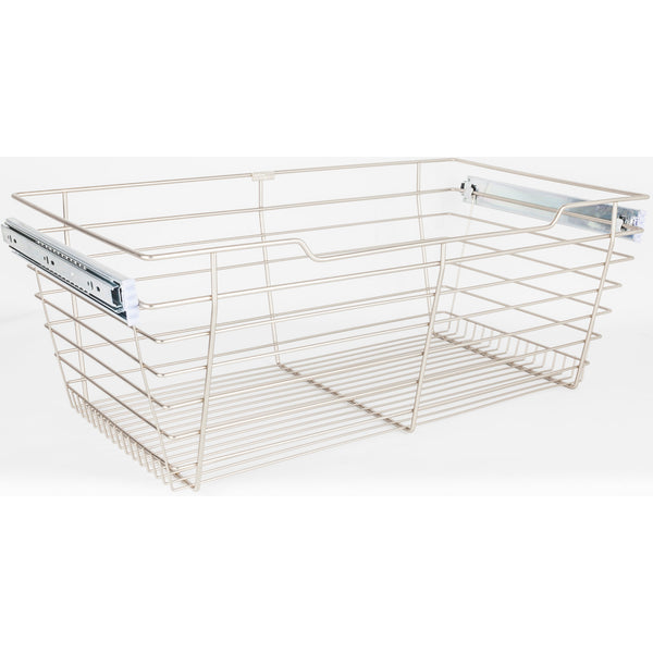 Satin Nickel Closet Pullout Basket with Slides 16"D x 29"W x 11"H