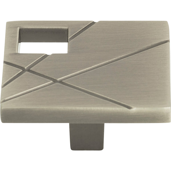 Modernist Left Square Knob 1 1/2 Inch Brushed Nickel