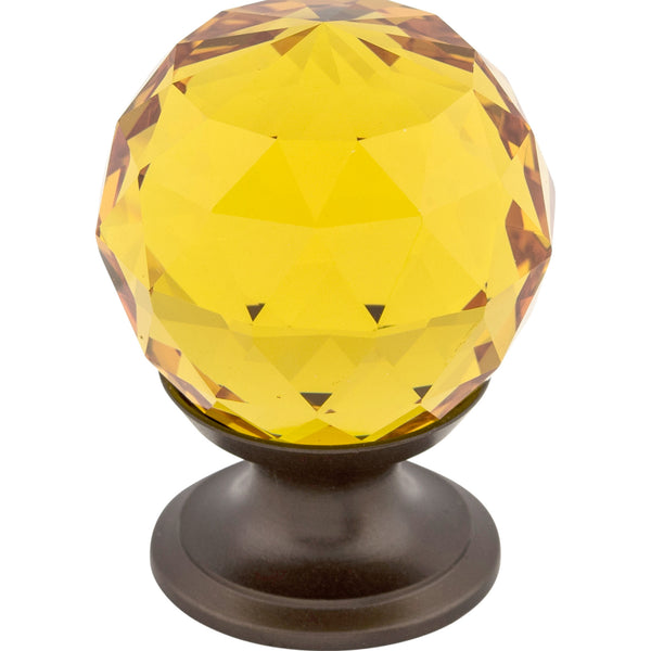 Amber Crystal Knob 1 1/8 Inch Oil Rubbed Bronze Base